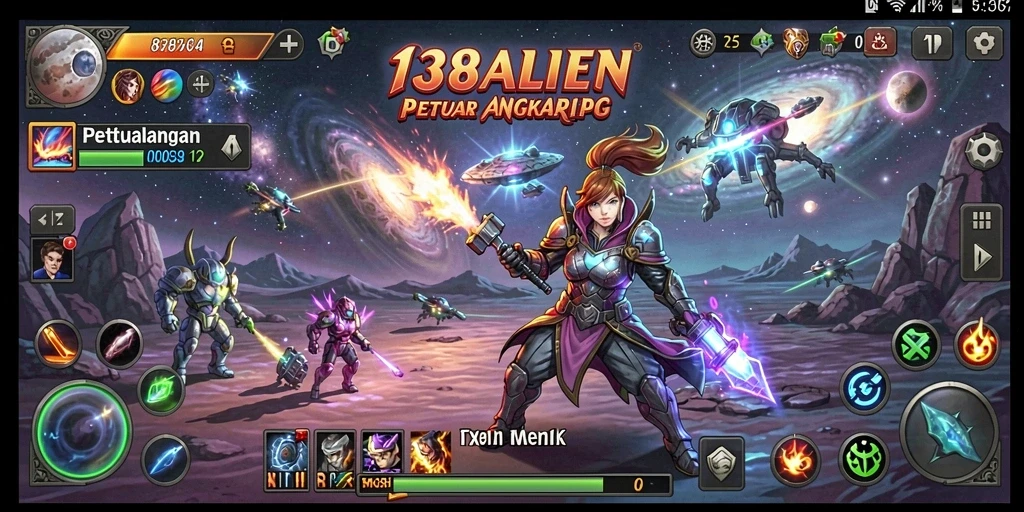 Tampilan aksi seru dari gameplay RPG 138ALIEN.