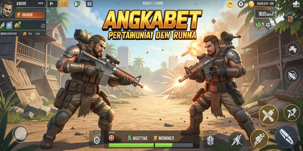 Tampilan gameplay seru di ANGKABET saat bertempur di arena Battle Royale.