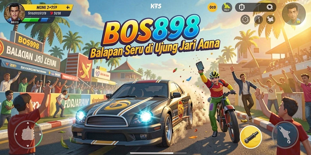 Tangkapan layar gameplay yang mendebarkan saat balapan di <strong>BOS898</strong>.