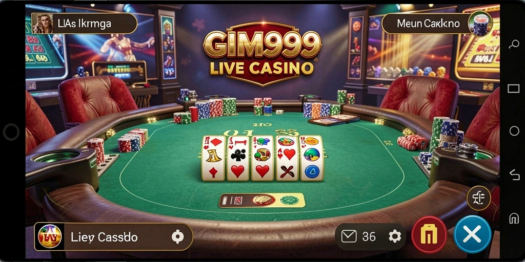 Tampilan gameplay menarik GIM999 dengan dealer profesional di Live Casino.