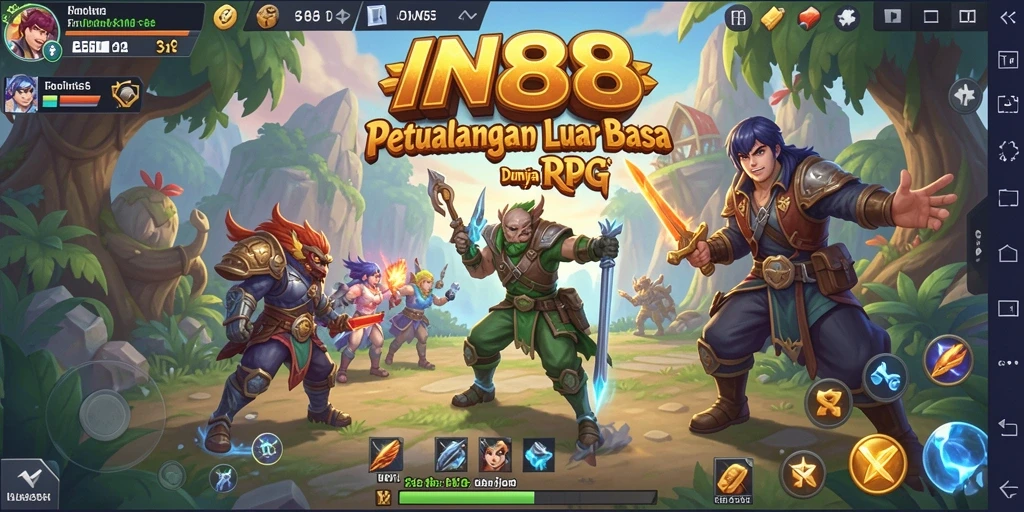 Tangkapan layar menunjukkan pertarungan seru dalam game RPG IN88.