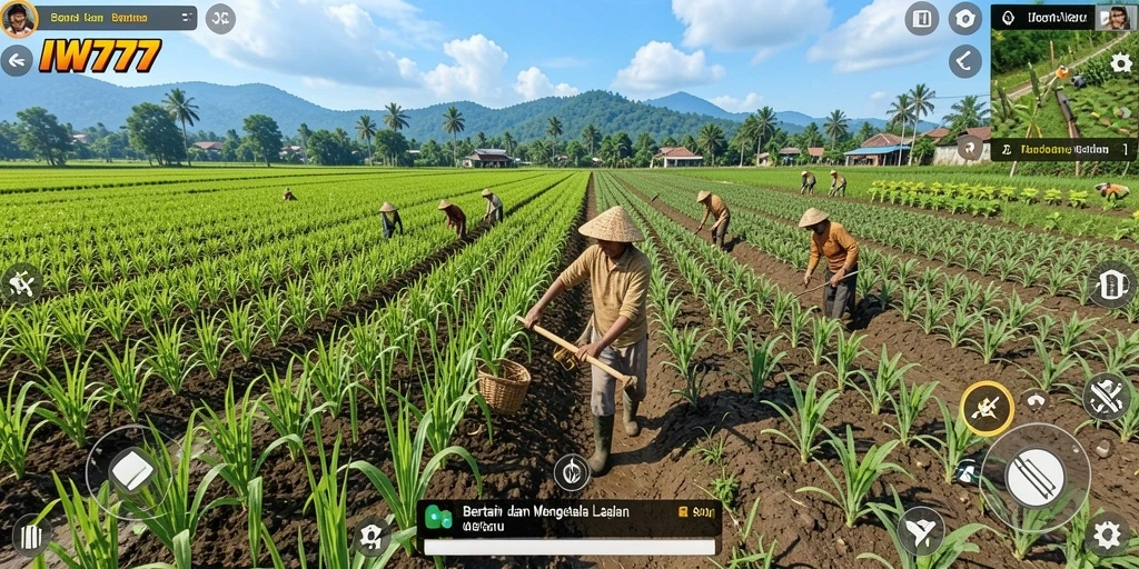 Screenshot IW777 menampilkan gameplay pertanian yang seru dan interaktif.