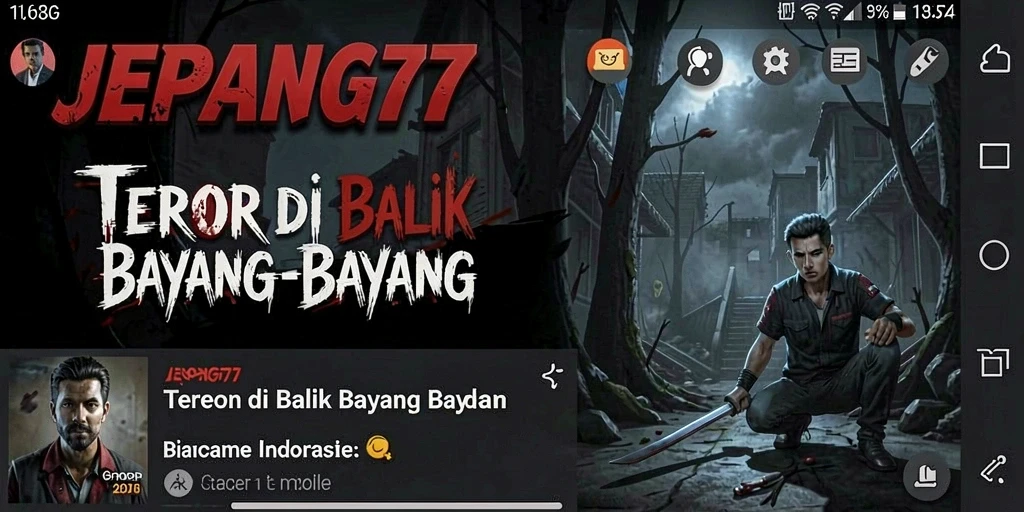 Screenshot menampilkan momen menakutkan dalam gameplay JEPANG77.