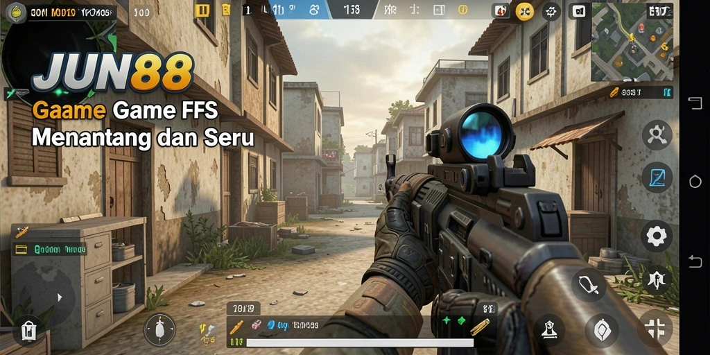 Screenshot gameplay JUN88 menampilkan aksi tembak-menembak yang intens dan seru.