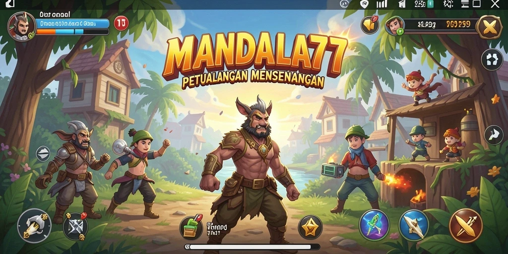 Tampilan gameplay MANDALA77 yang penuh warna dan menggembirakan.