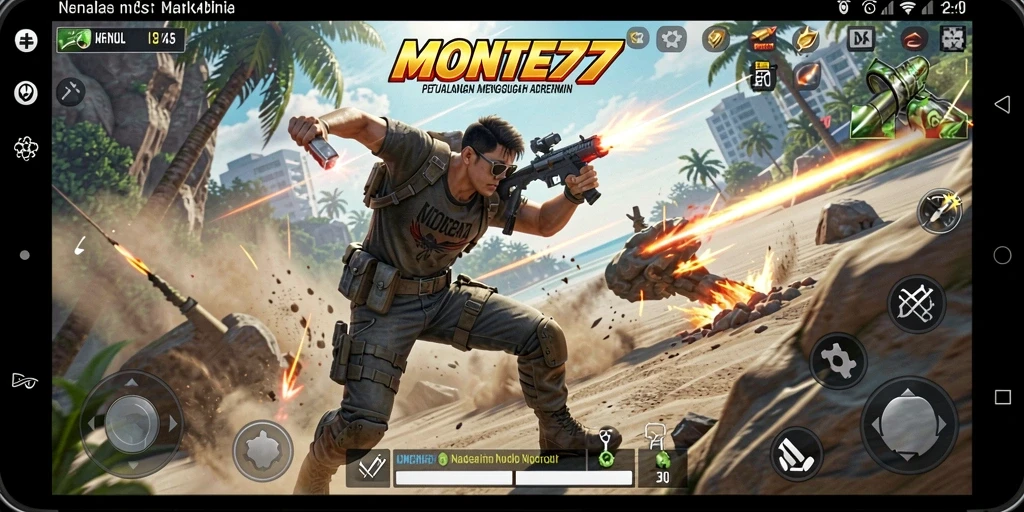 Tampilan gameplay melawan musuh dalam aksi mendebarkan di MONTE77.
