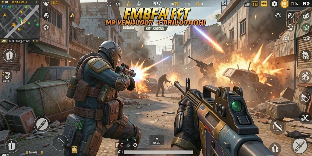 Tangkapan layar PP7 menampilkan pertempuran FPS yang seru dan mendebarkan.