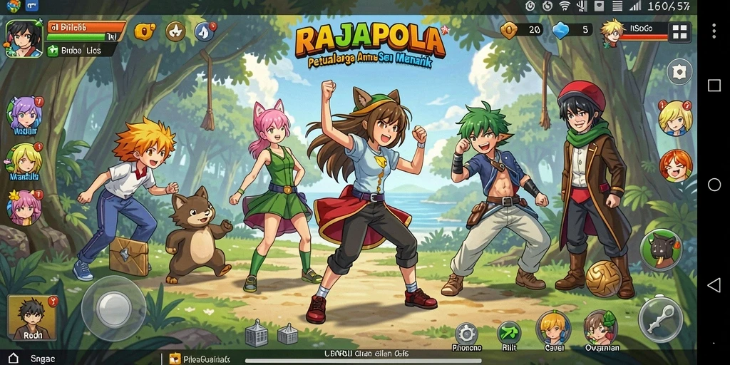 Tampilan menarik dari gameplay RAJAPOLA dengan karakter Anime yang ikonik.
