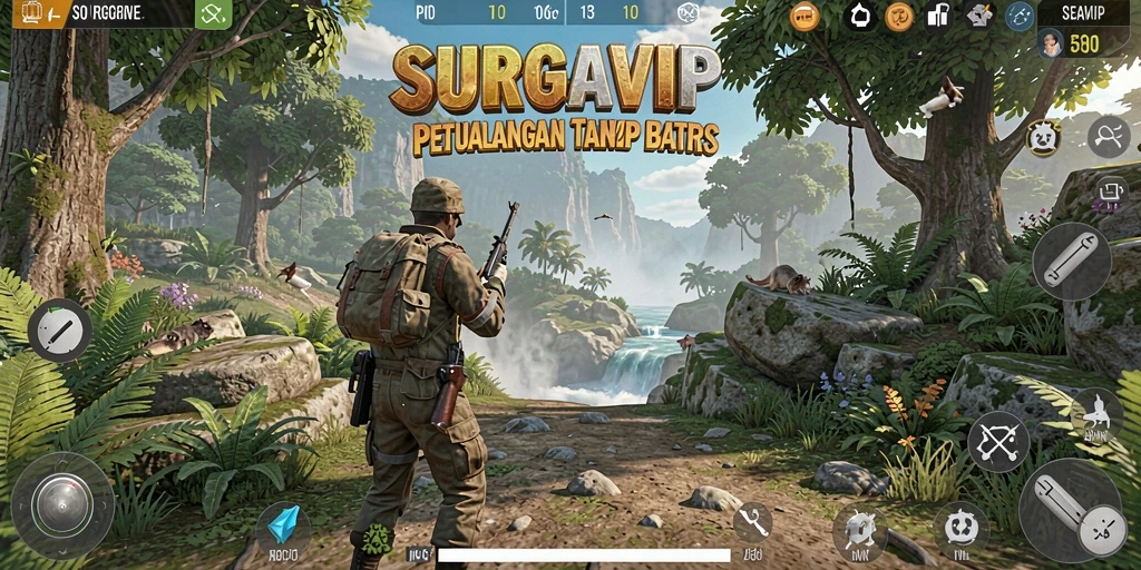 Screenshot gameplay <strong>SURGAVIP</strong> yang menunjukkan petualangan di dunia terbuka.