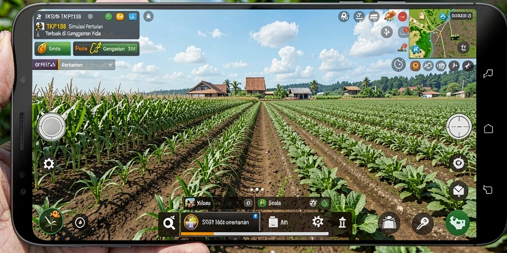Tampilan gameplay yang memukau di TKP188 dengan kebun yang subur.