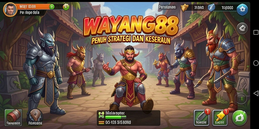 Tampilan menarik gameplay WAYANG88 dengan karakter wayang yang berwarna.